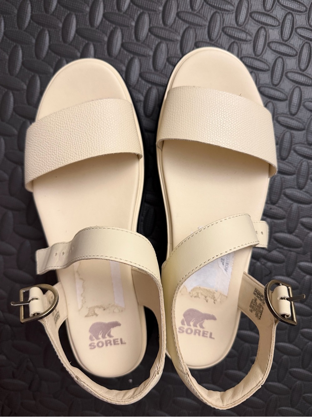 Sorel Women's Cream Open-Toe Slide Sandals with Ankle Buckle